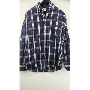 J.Crew Small Blue Plaid 100% Cotton Sunwashed Oxford Long Sleeve Shirt